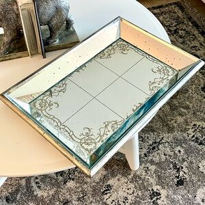 ONE Mirror Tray Ophelia & Co Antique Silver Wooden Finish Gold/ Brass Decorative